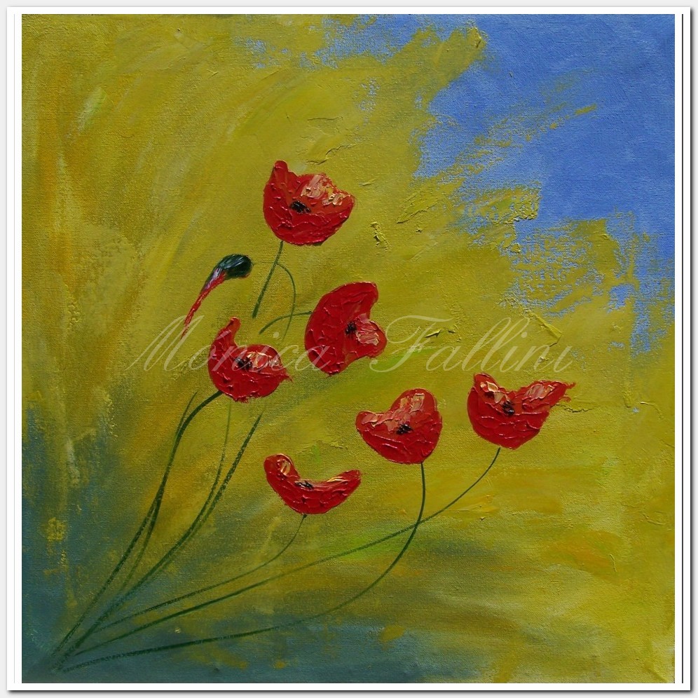 Painting titled 'Dancing Poppies' by Monica Fallini