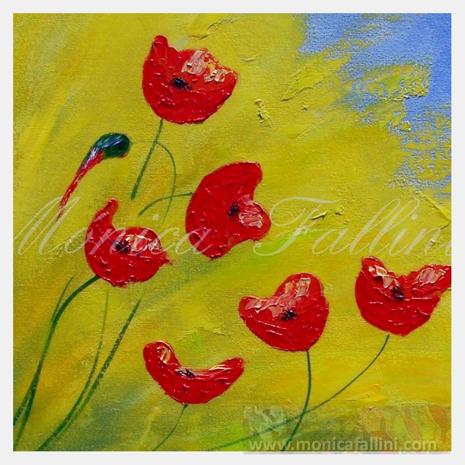 Painting titled 'Dancing Poppies' by Monica Fallini