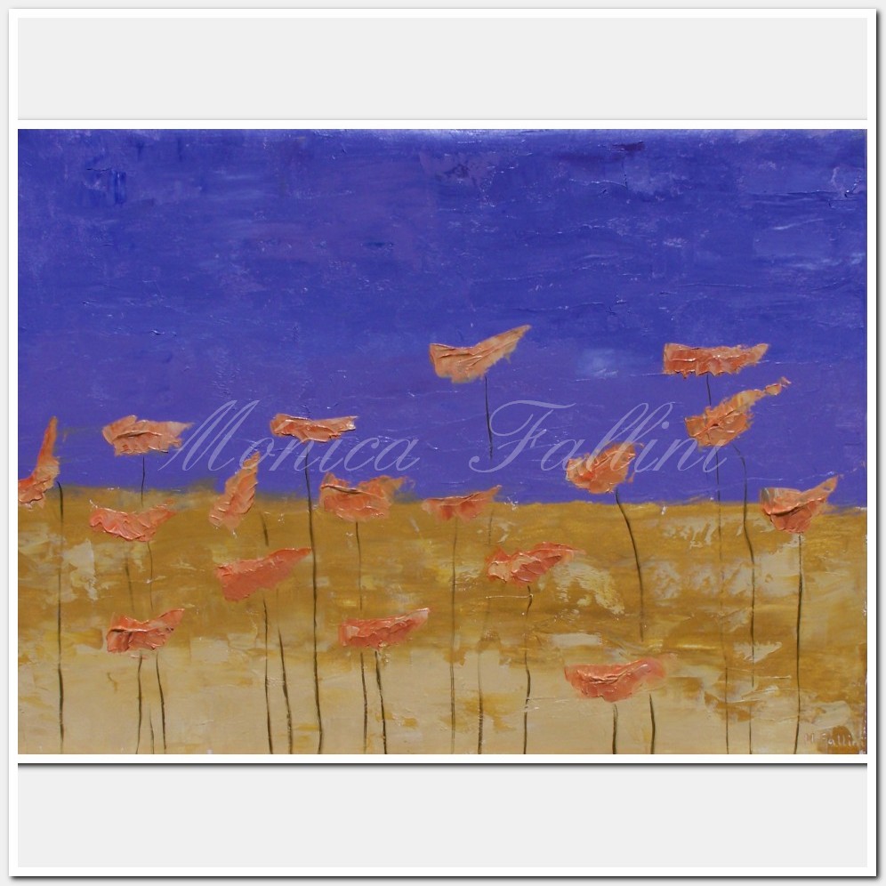 Painting titled 'Orange poppies' by Monica Fallini