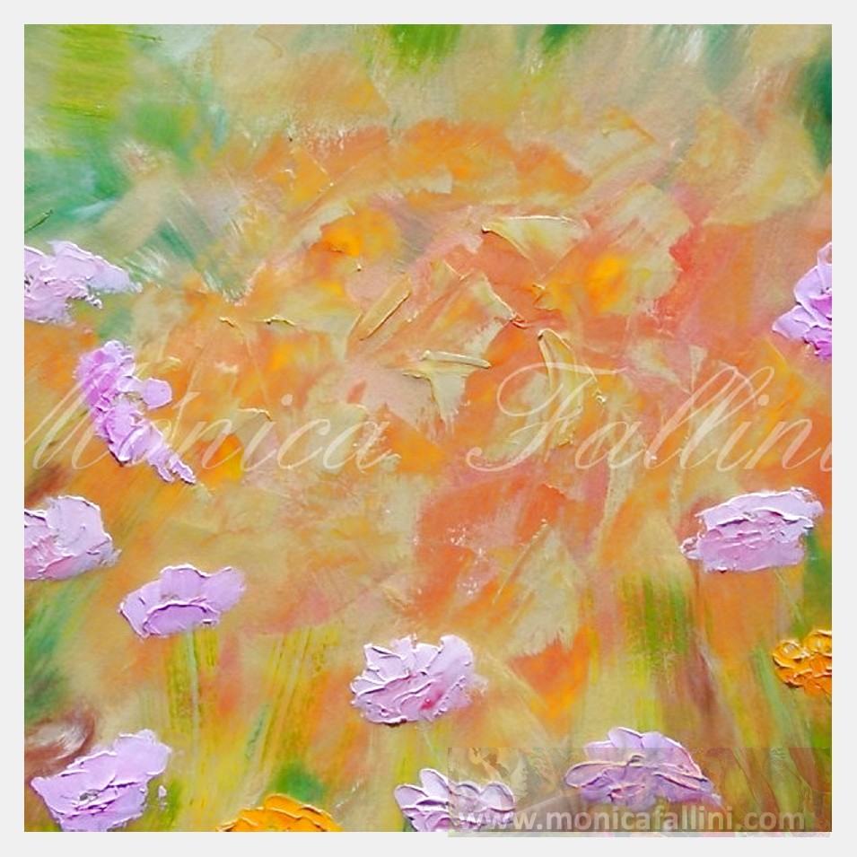 Painting titled 'Let only flowers grow into your mind....' by Monica Fallini