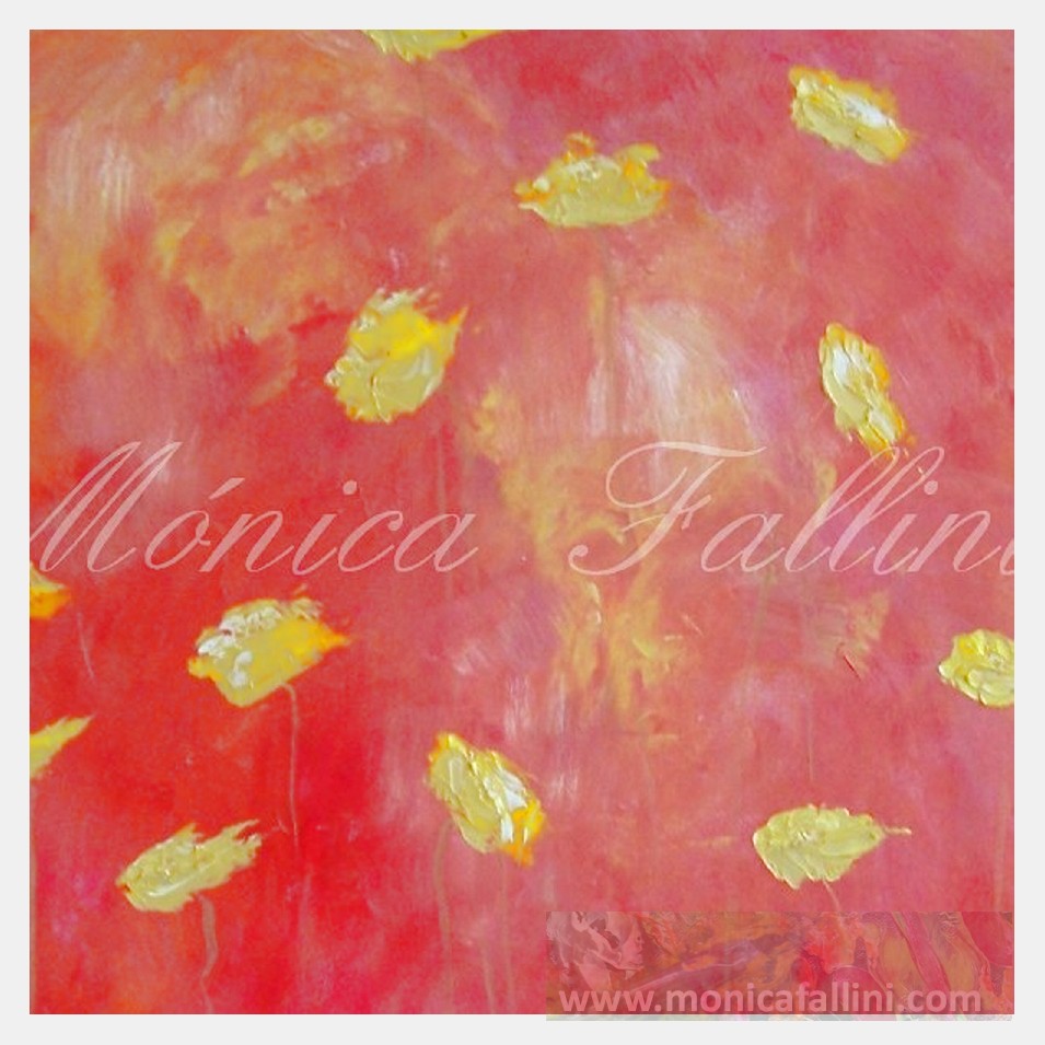 Painting titled 'Sunny days yellow Poppies' by Monica Fallini