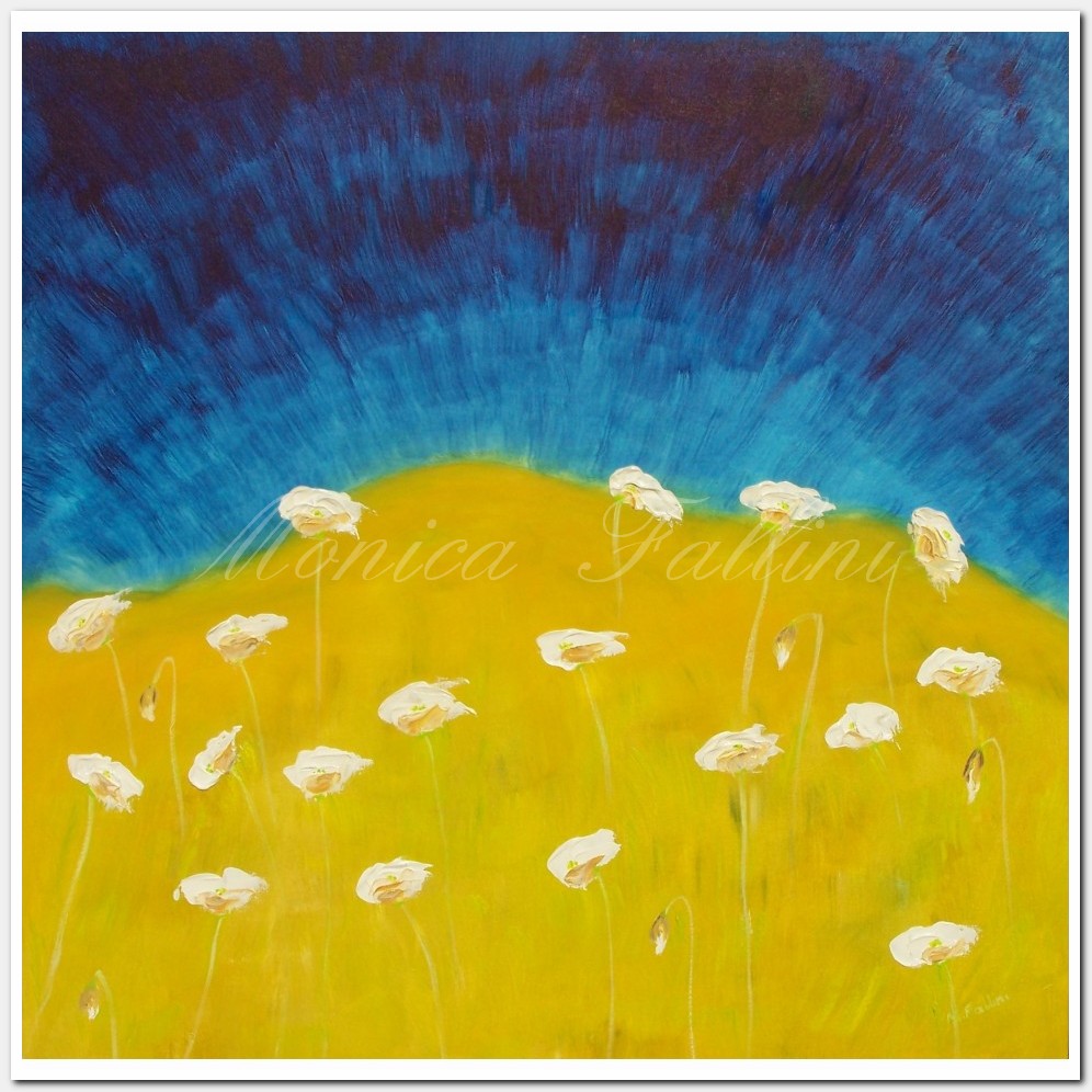 Painting titled 'Into the blue sky' by Monica Fallini