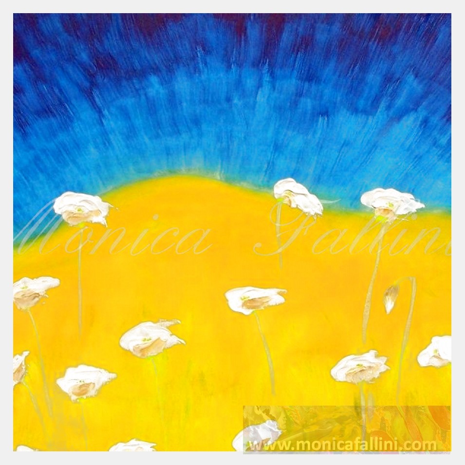Painting titled 'Into the blue sky' by Monica Fallini
