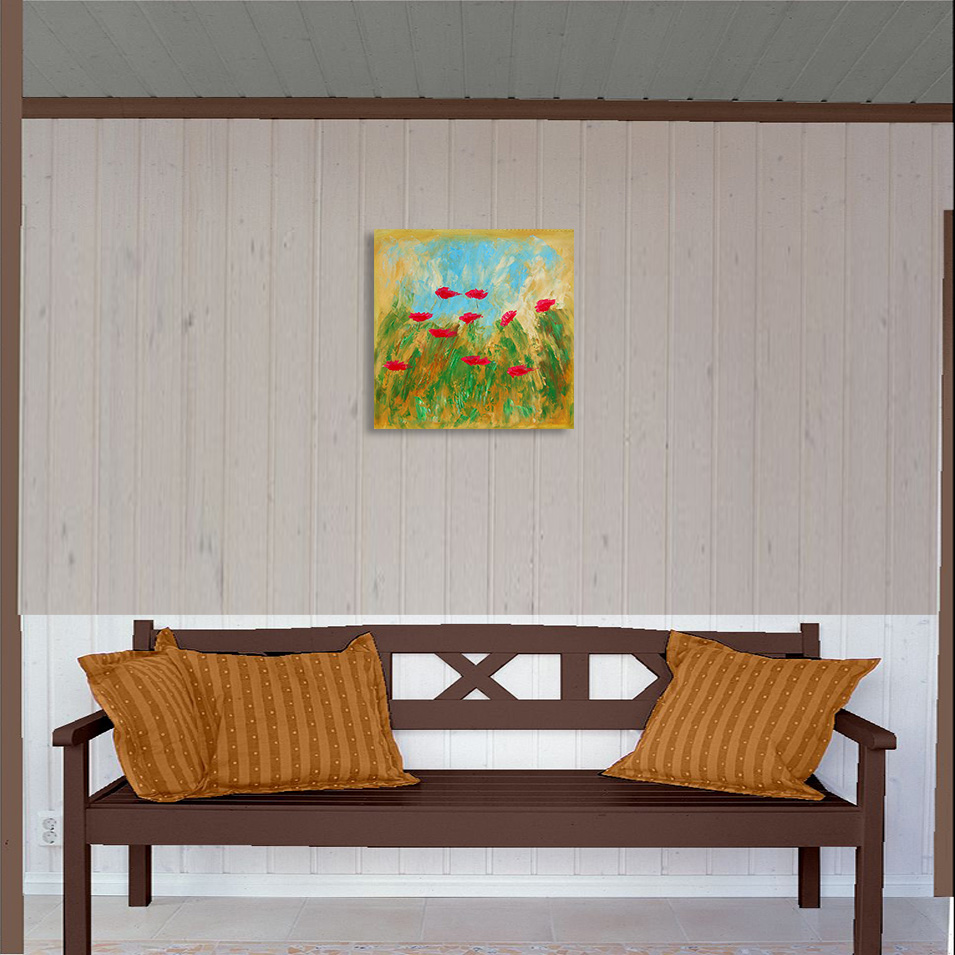Painting titled 'Plenitud red Poppies' by Monica Fallini