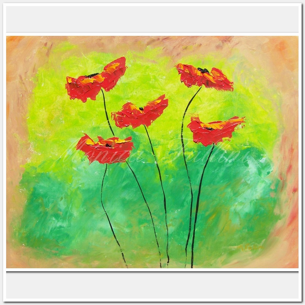 Painting titled 'Dancing red Poppies' by Monica Fallini