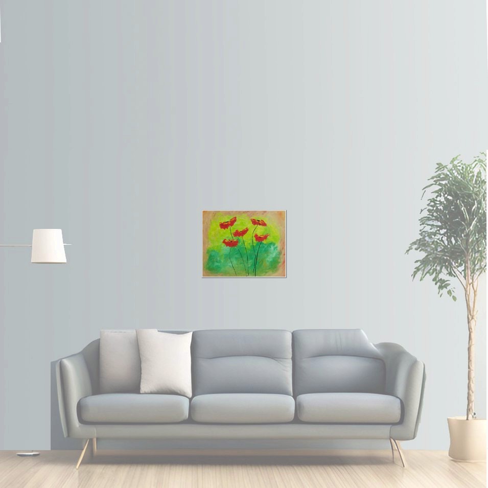 Painting titled 'Dancing red Poppies' by Monica Fallini