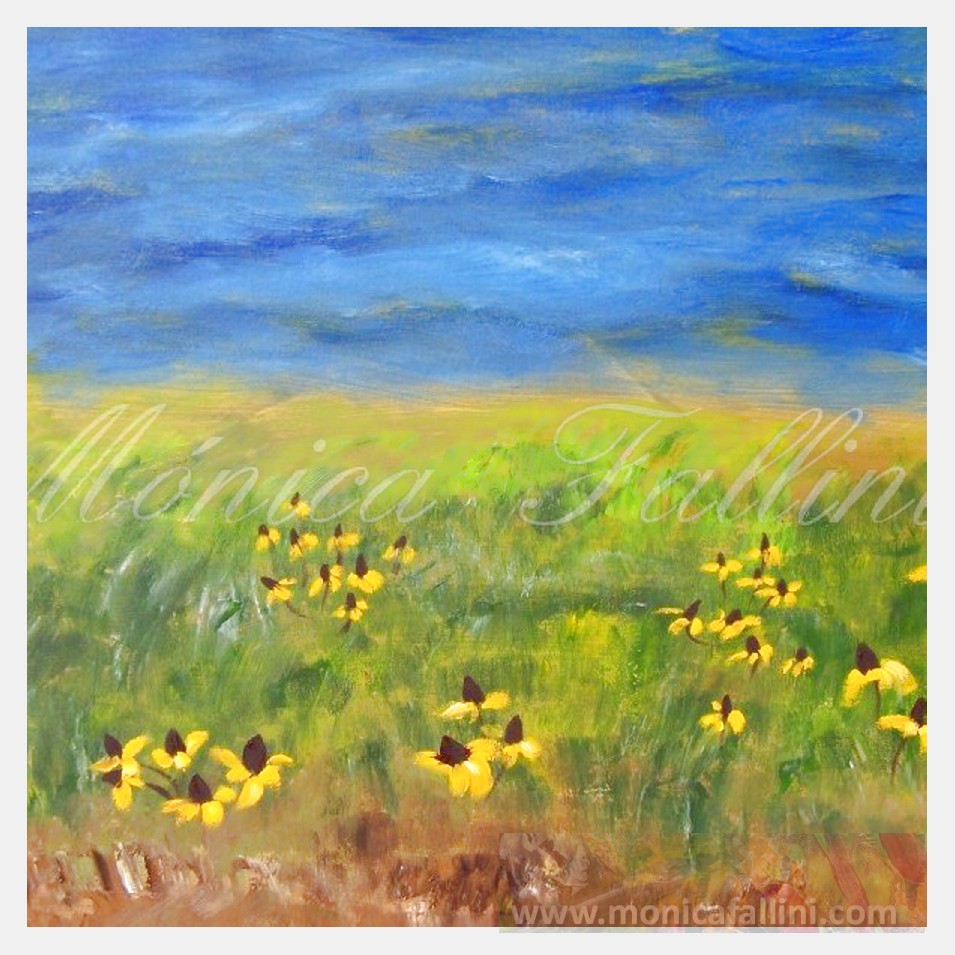 Painting titled 'Wild yellow flowers' by Monica Fallini