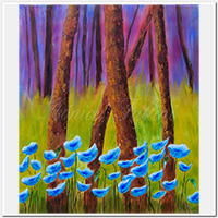 Awakening, blue Poppies in the forest