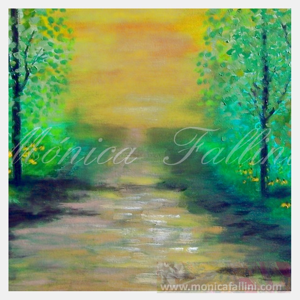 Painting titled 'Wild flowers by the old road' by Monica Fallini