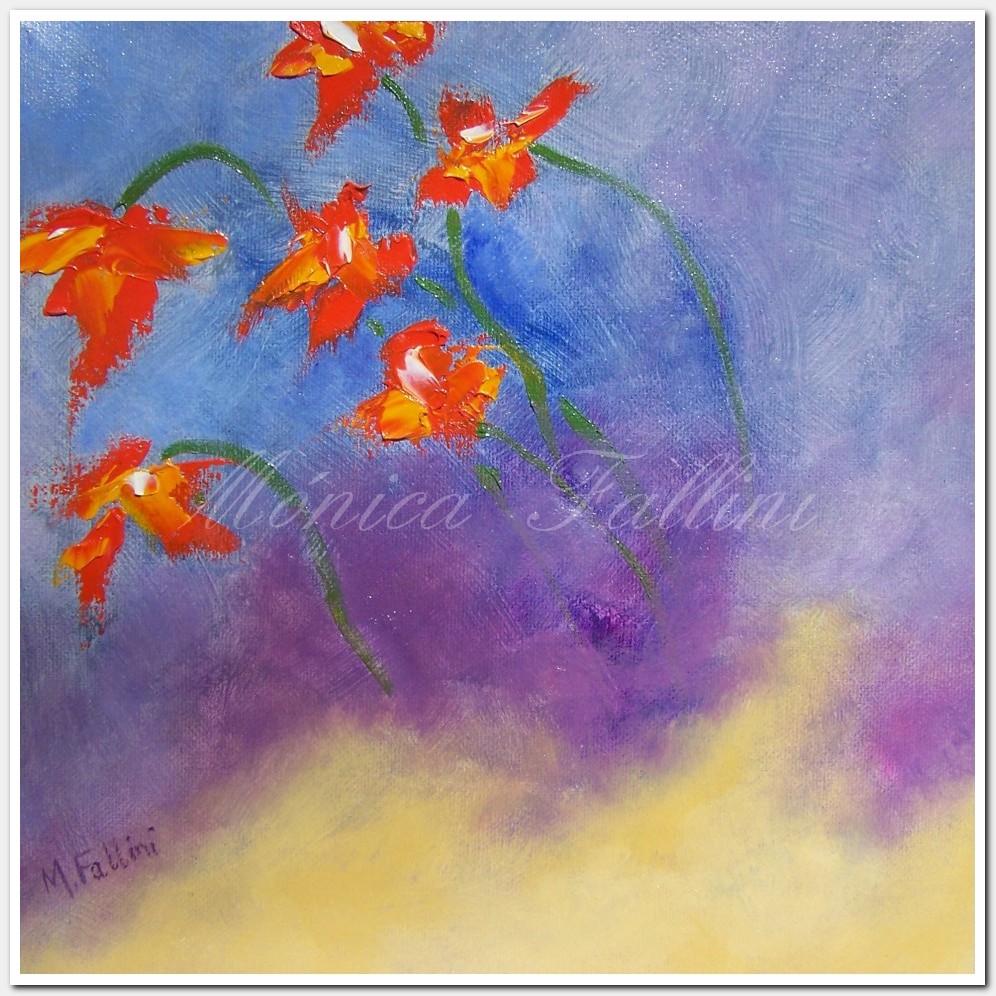 Painting titled 'Orange Poppies 2' by Monica Fallini