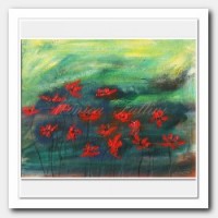 Fire red poppies, stormy nights