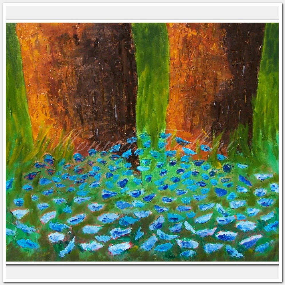 Painting titled 'Into the woods' by Monica Fallini