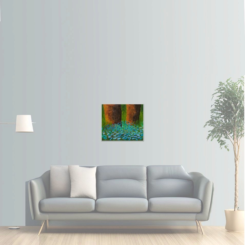 Painting titled 'Into the woods' by Monica Fallini