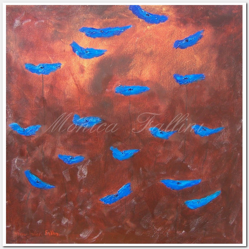 Painting titled 'Amapolas azules' by Monica Fallini