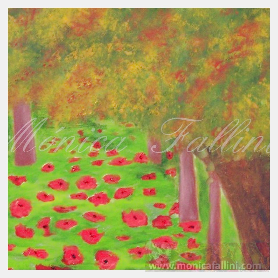 Painting titled 'Path of Poppies' by Monica Fallini