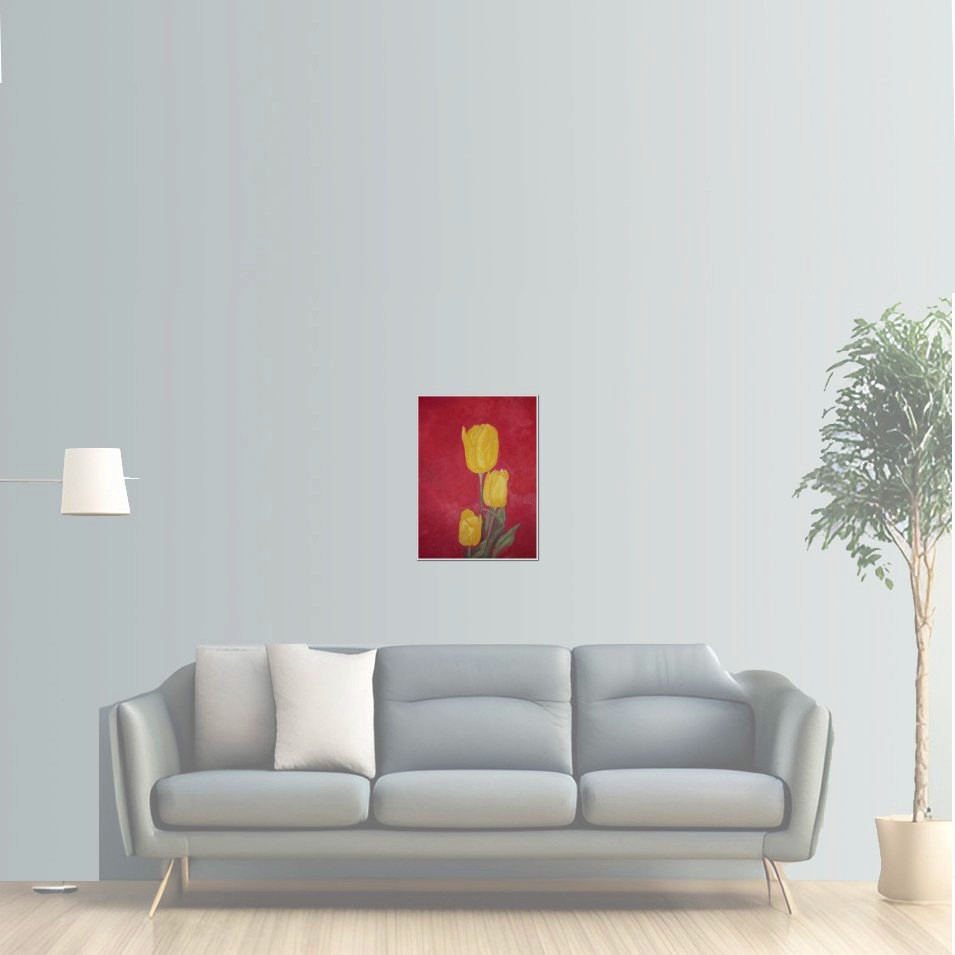 Painting titled 'Yellow Tulips waiting for you.' by Monica Fallini