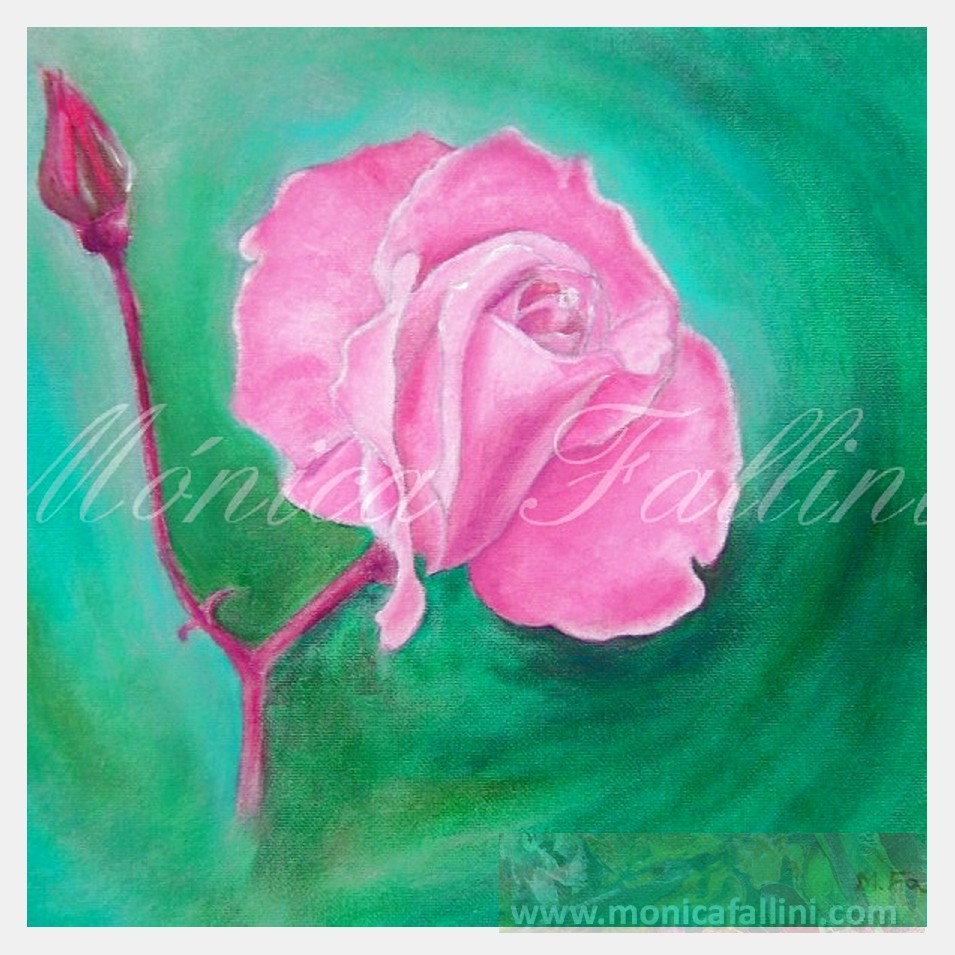 Painting titled 'Framed pink Rose' by Monica Fallini