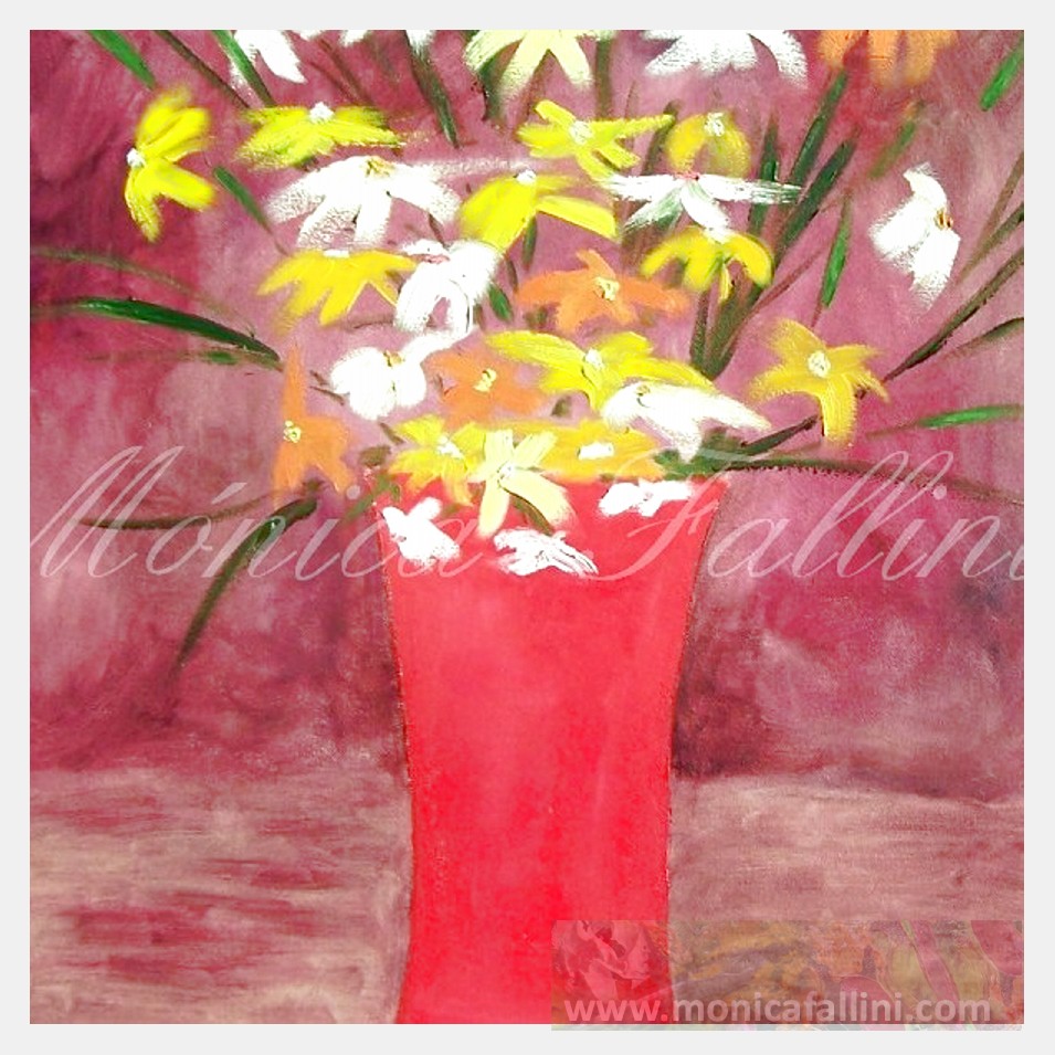 Painting titled 'The red vase...' by Monica Fallini