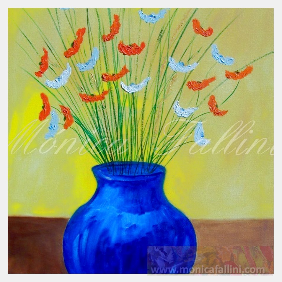 Painting titled 'The blue vase...' by Monica Fallini