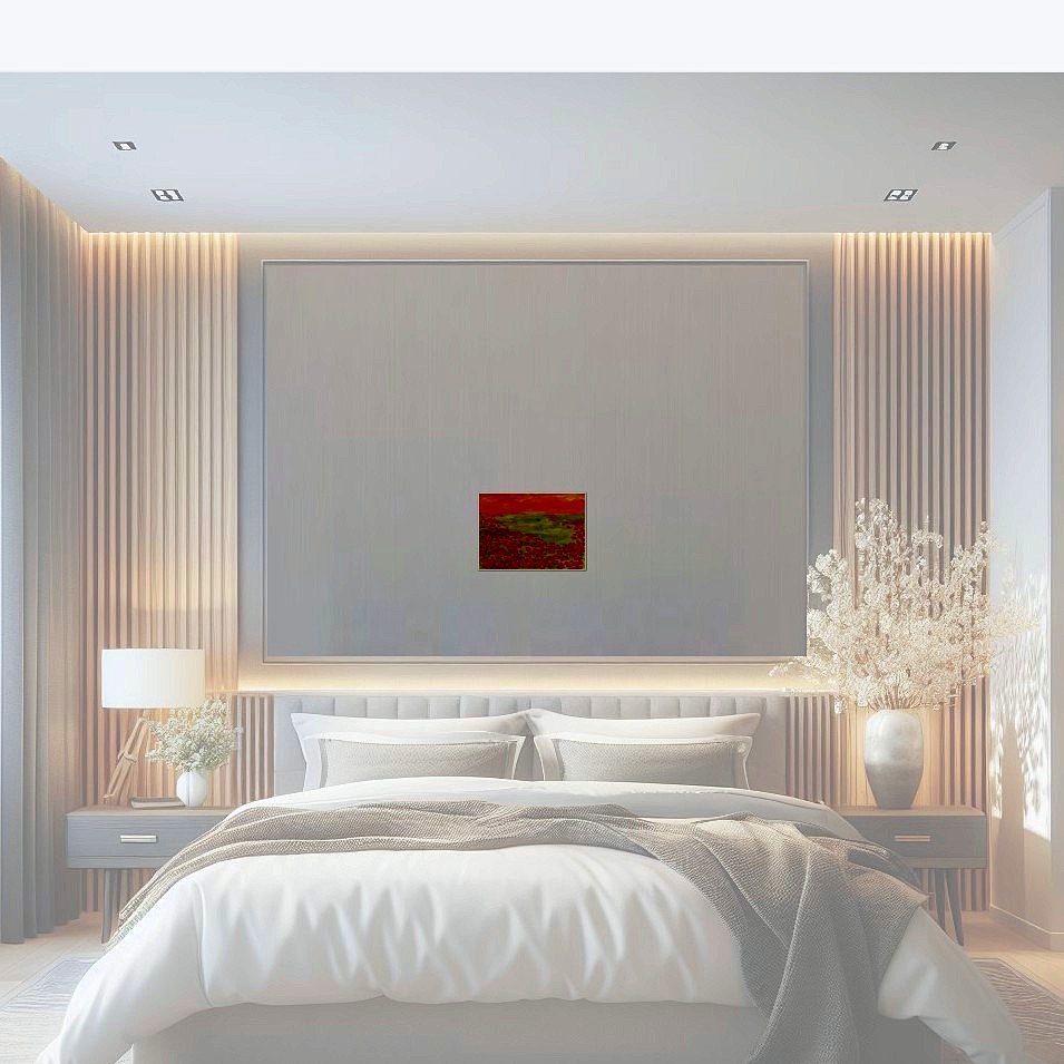 Painting titled 'Sunset and red poppies' by Monica Fallini
