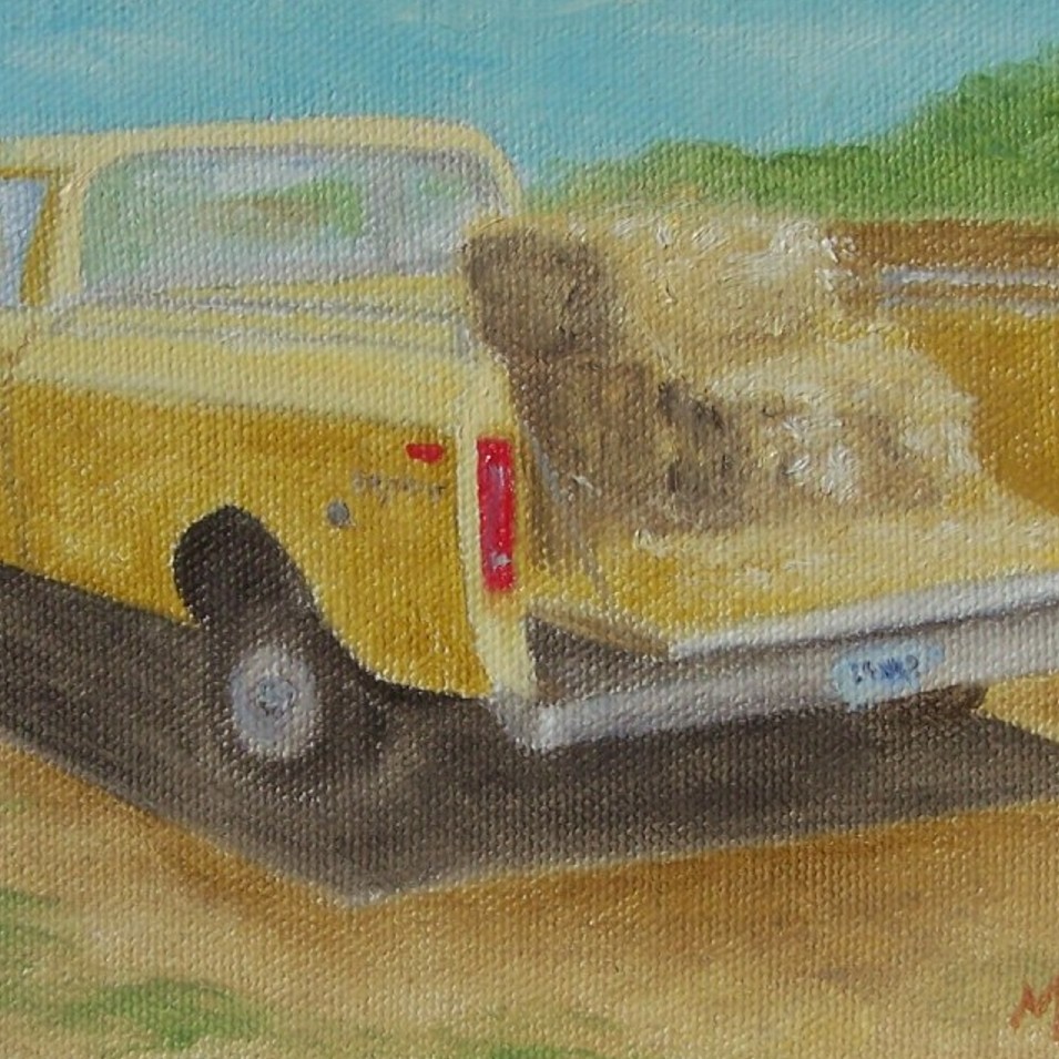 Painting titled 'Hay on the old truck' by Monica Fallini