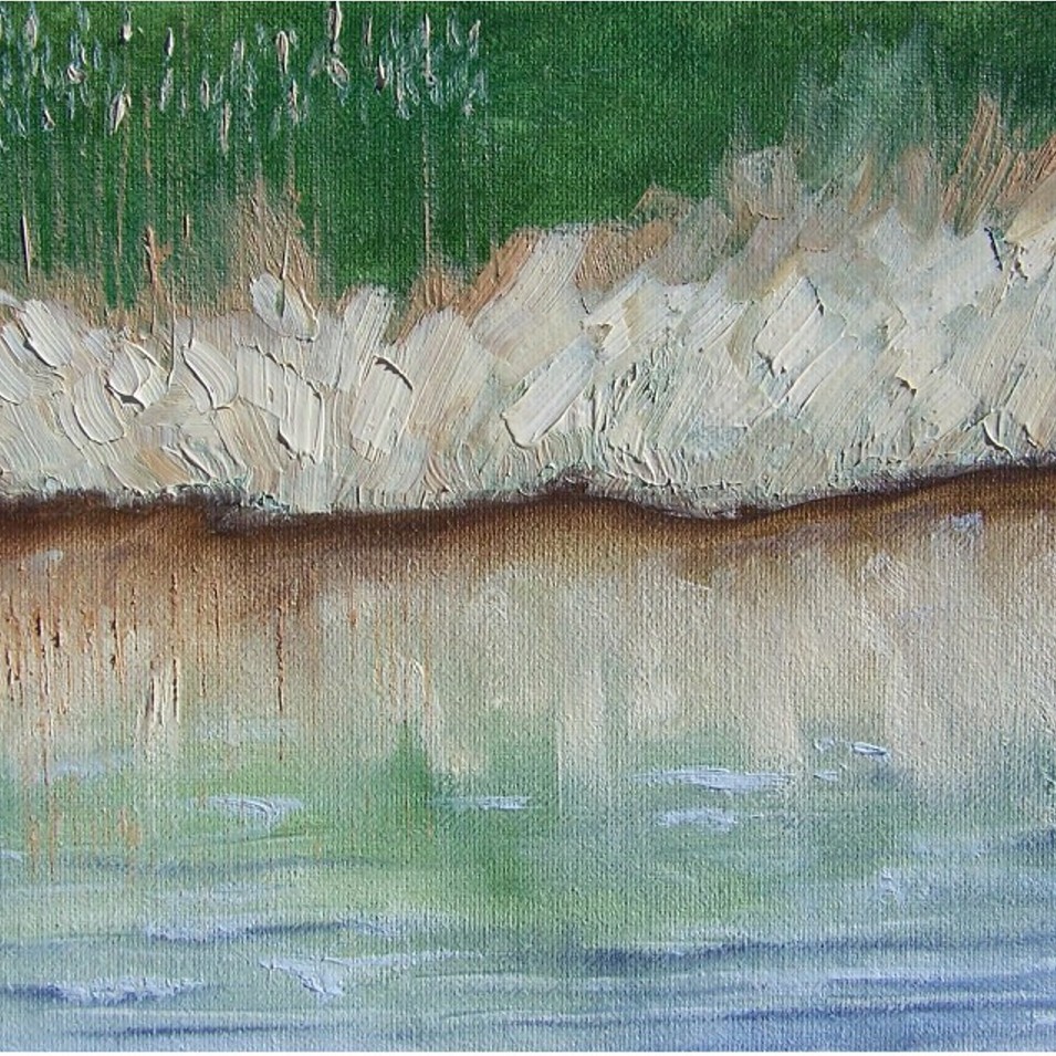 Painting titled 'Pastures by the pond' by Monica Fallini