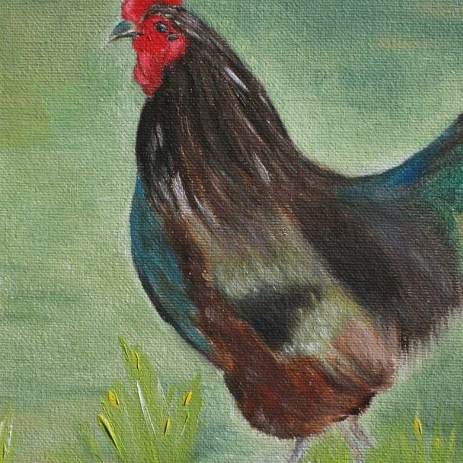 Painting titled 'Precious, rooster # 1 ' by Monica Fallini