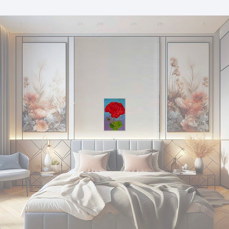 Painting titled 'Red Geranium' by Monica Fallini