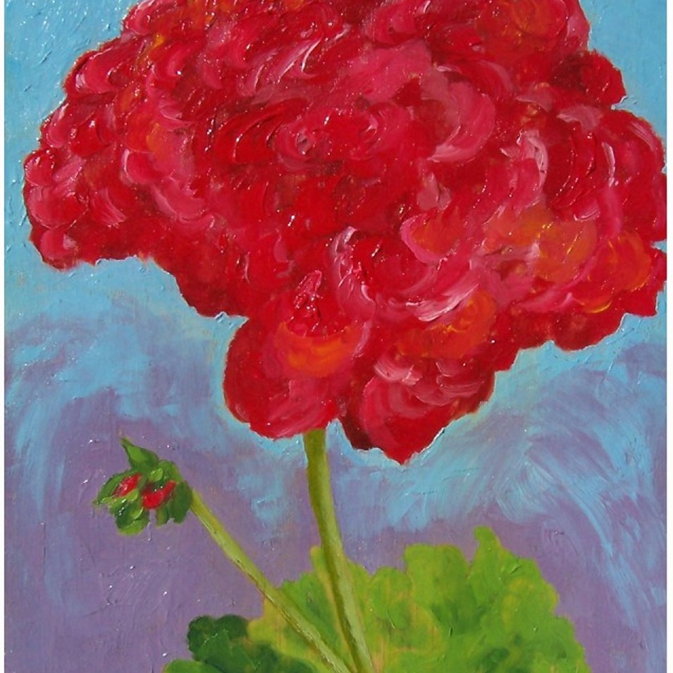 Painting titled 'Red Geranium' by Monica Fallini