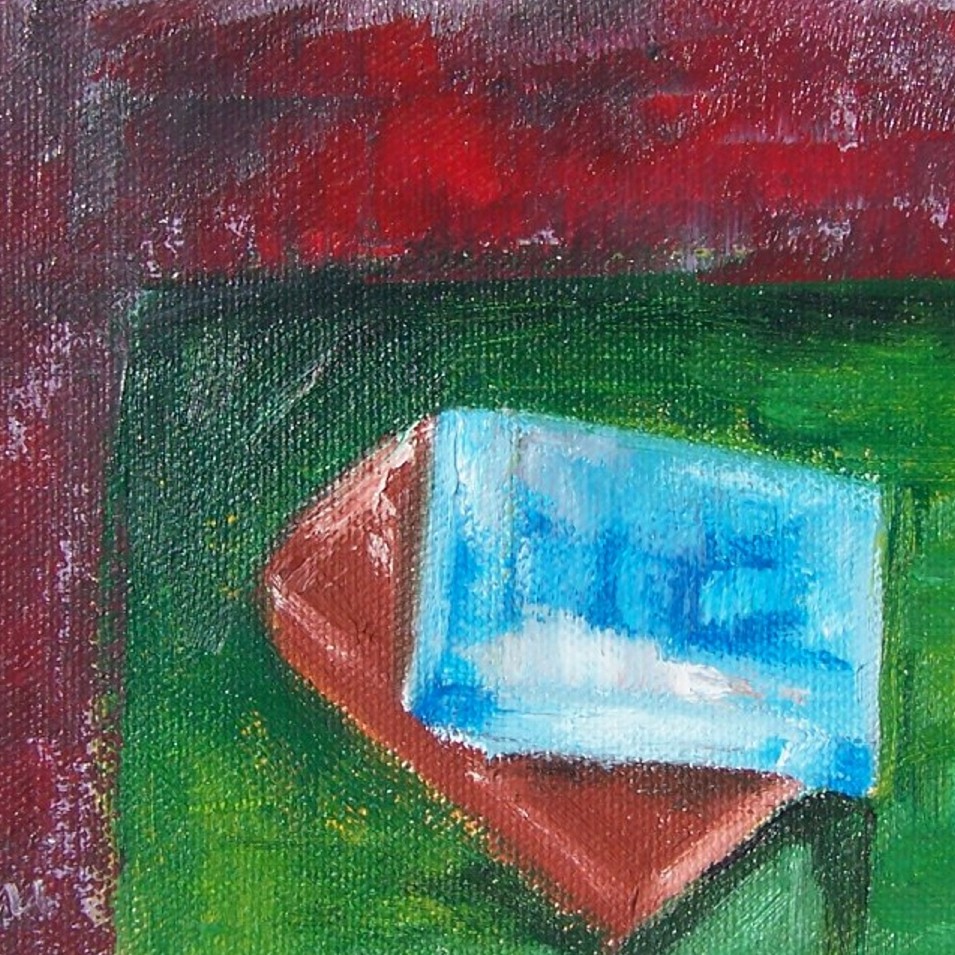 Painting titled 'Two books on the table' by Monica Fallini