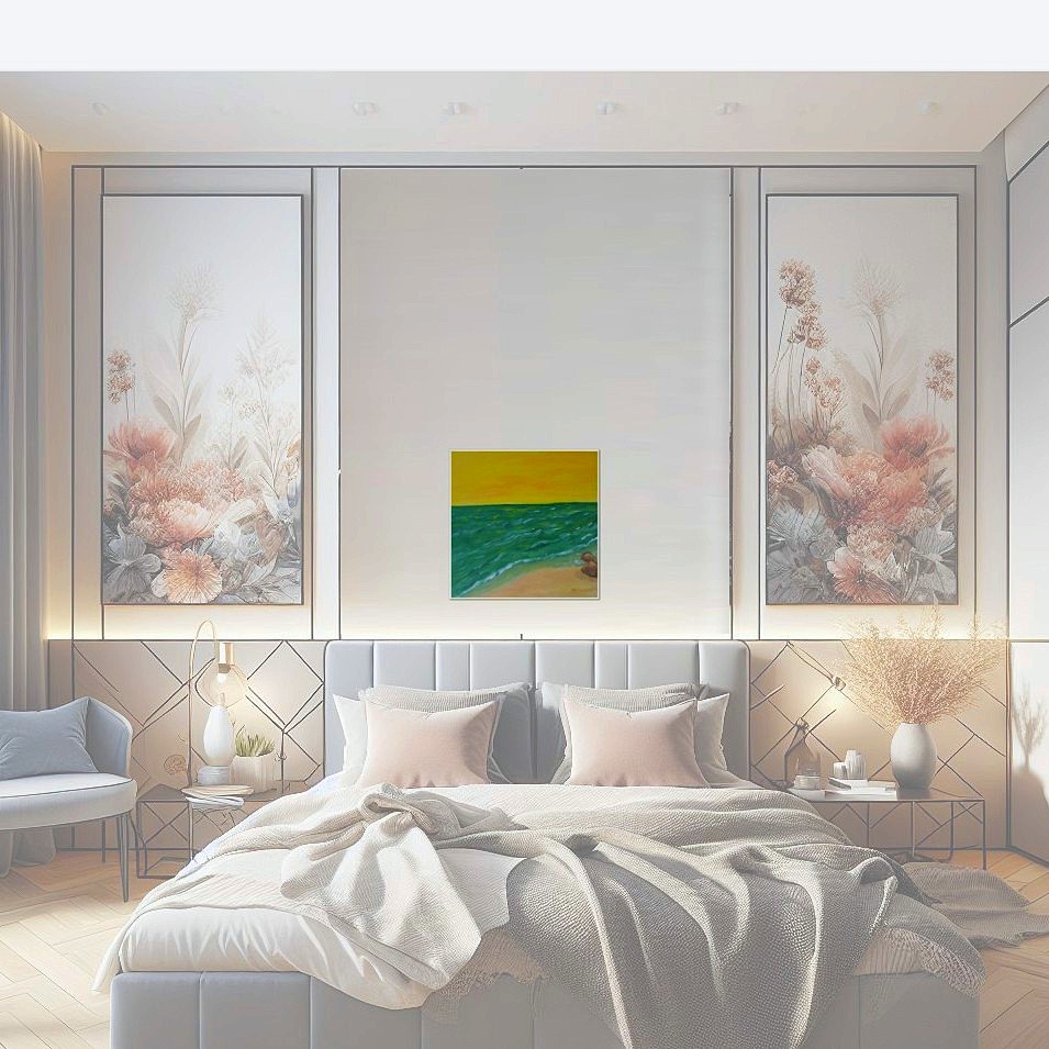 Painting titled 'Seascape and yellow sky' by Monica Fallini