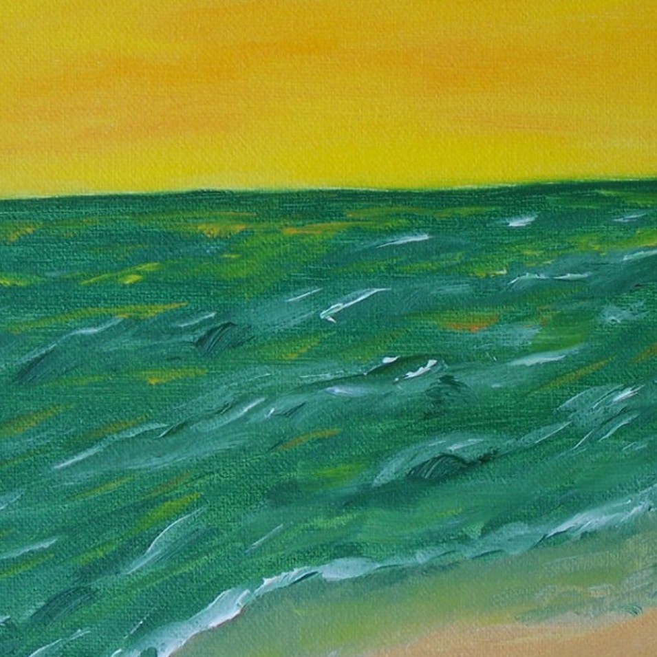 Painting titled 'Seascape and yellow sky' by Monica Fallini