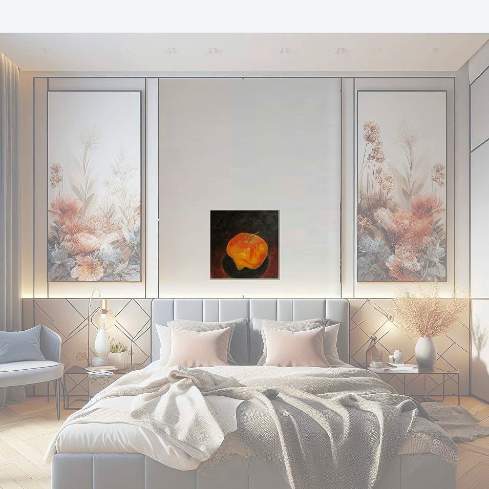 Painting titled 'An orange apple' by Monica Fallini