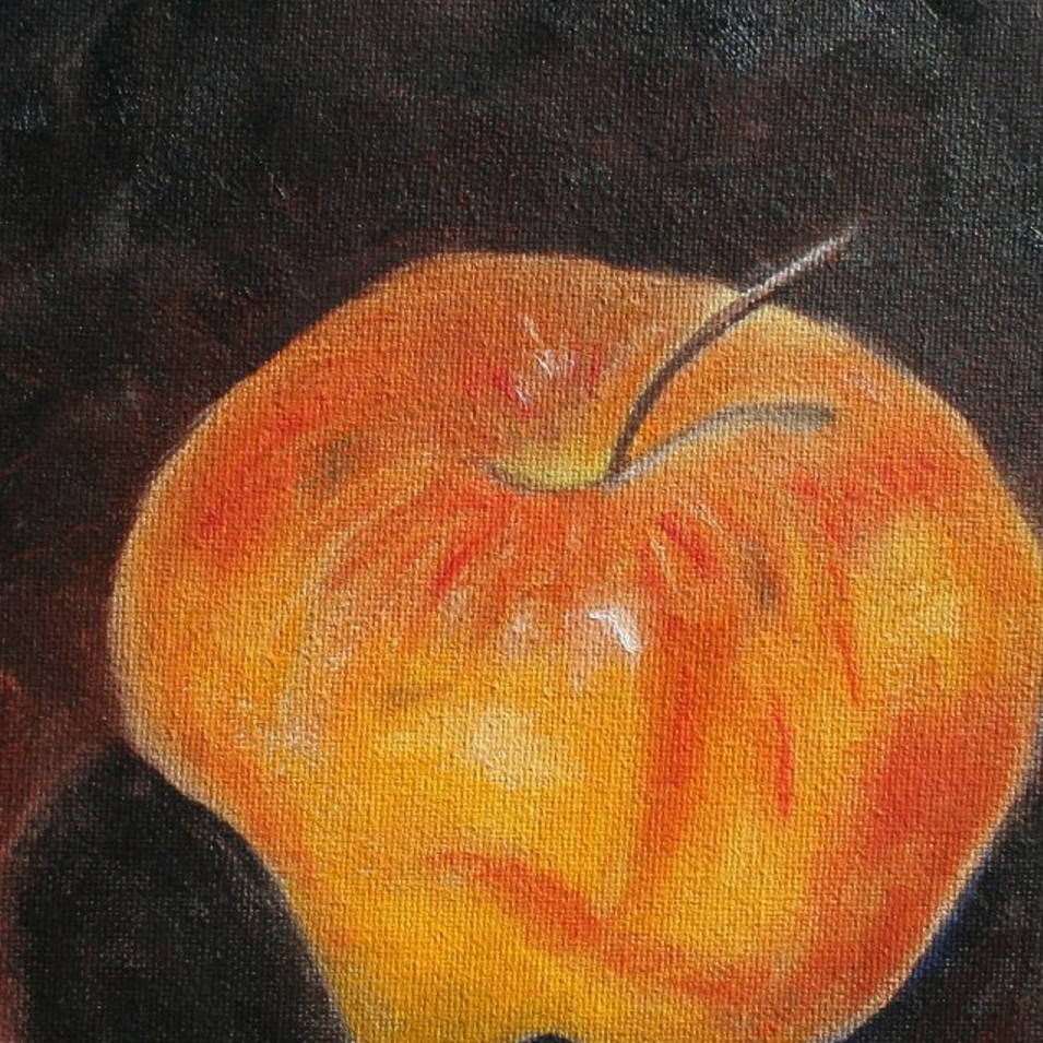 Painting titled 'An orange apple' by Monica Fallini