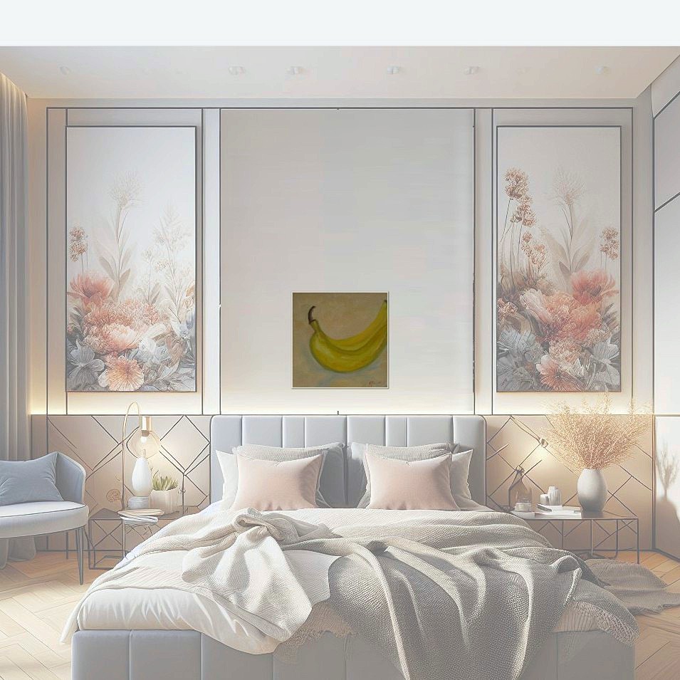 Painting titled 'Two delicious bananas' by Monica Fallini