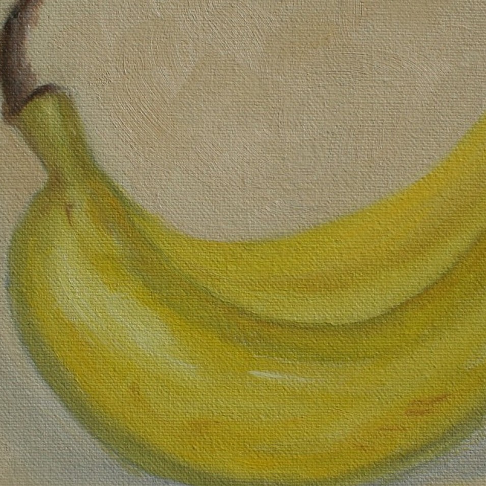Painting titled 'Two delicious bananas' by Monica Fallini
