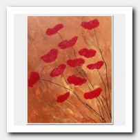 Red poppies on terracotta
