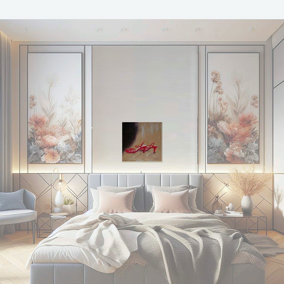 Painting titled 'Red shoes memories' by Monica Fallini