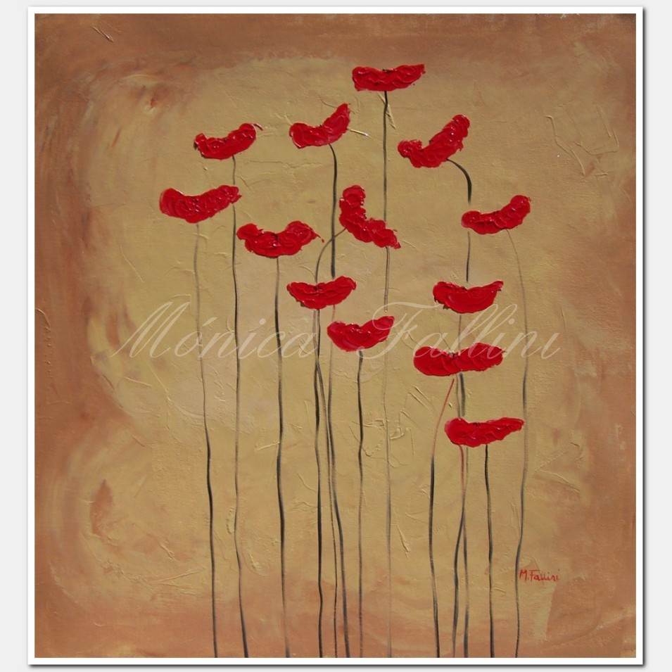 Painting titled 'Red Poppies elegance' by Monica Fallini
