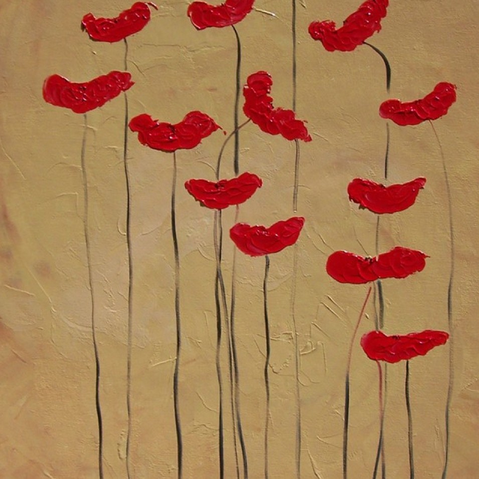 Painting titled 'Red Poppies elegance' by Monica Fallini