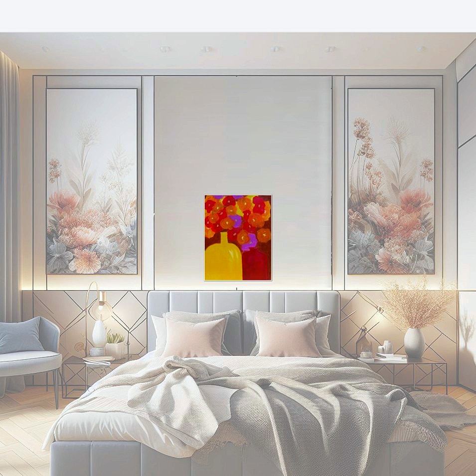 Painting titled 'Abstract floral bouquet' by Monica Fallini