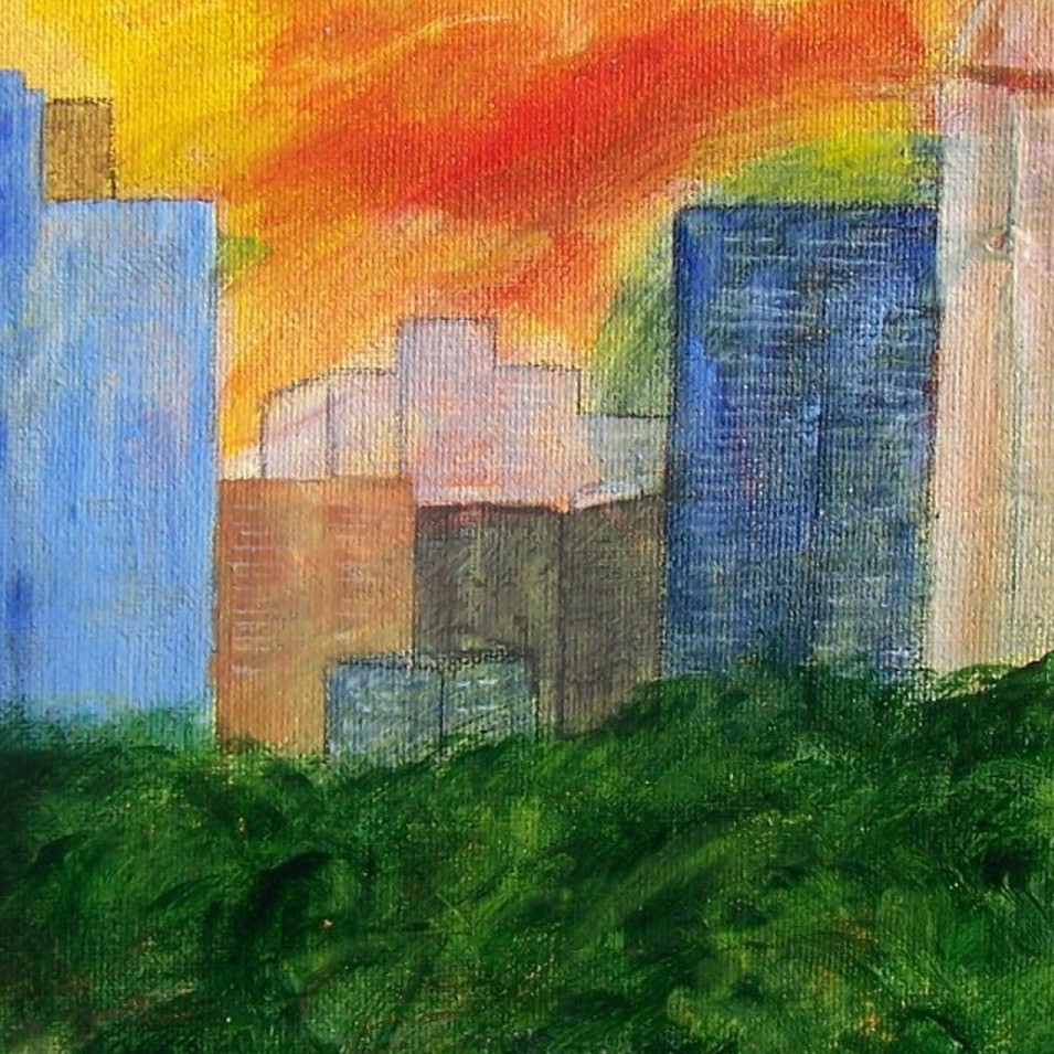 Painting titled 'Urban silhouette I' by Monica Fallini