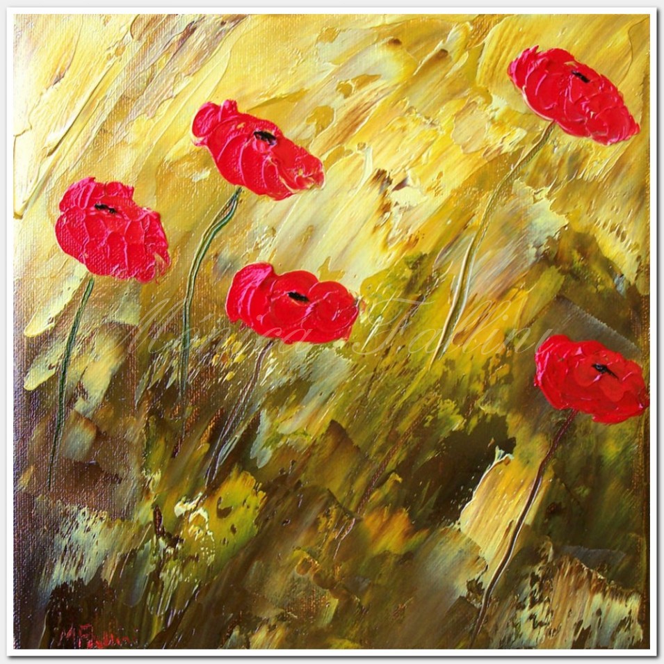 Painting titled 'Poppies...daily # 1' by Monica Fallini