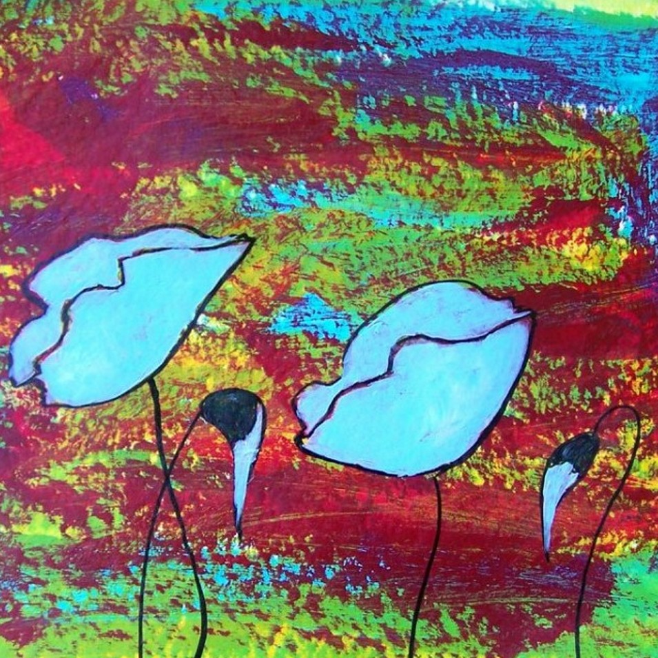 Painting titled 'Daily paper poppies 2' by Monica Fallini