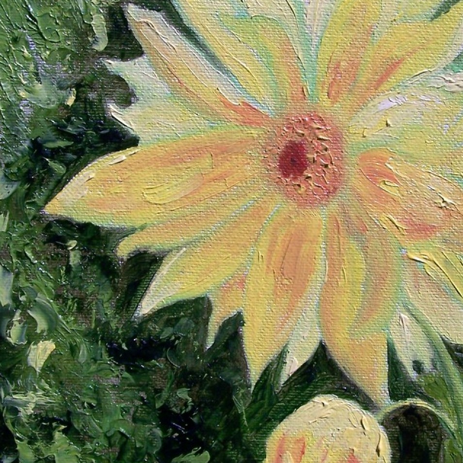 Painting titled 'Yellow Dahlia' by Monica Fallini