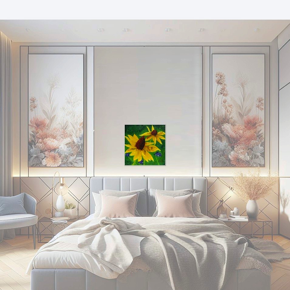 Painting titled 'Wild flowers close up' by Monica Fallini
