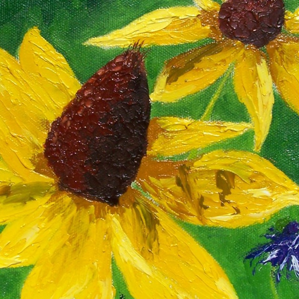 Painting titled 'Wild flowers close up' by Monica Fallini