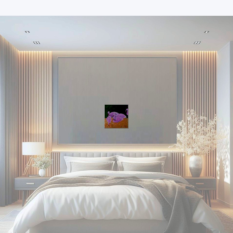 Painting titled 'Study in oils of a Flamingo # 2' by Monica Fallini