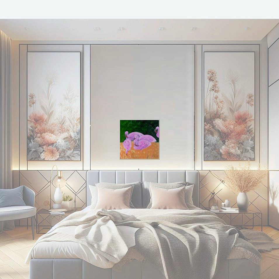 Painting titled 'Study in oils of a Flamingo # 2' by Monica Fallini