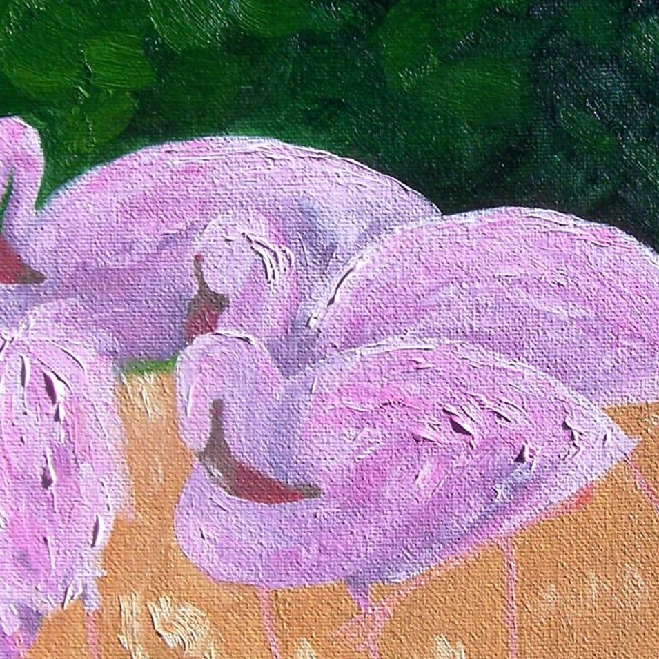 Painting titled 'Study in oils of a Flamingo # 2' by Monica Fallini
